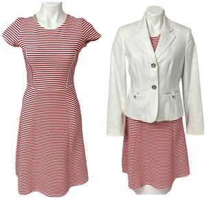 Downeast Women Dress White Blazer Combo Size Small Red Stripe A Line Lot of 2